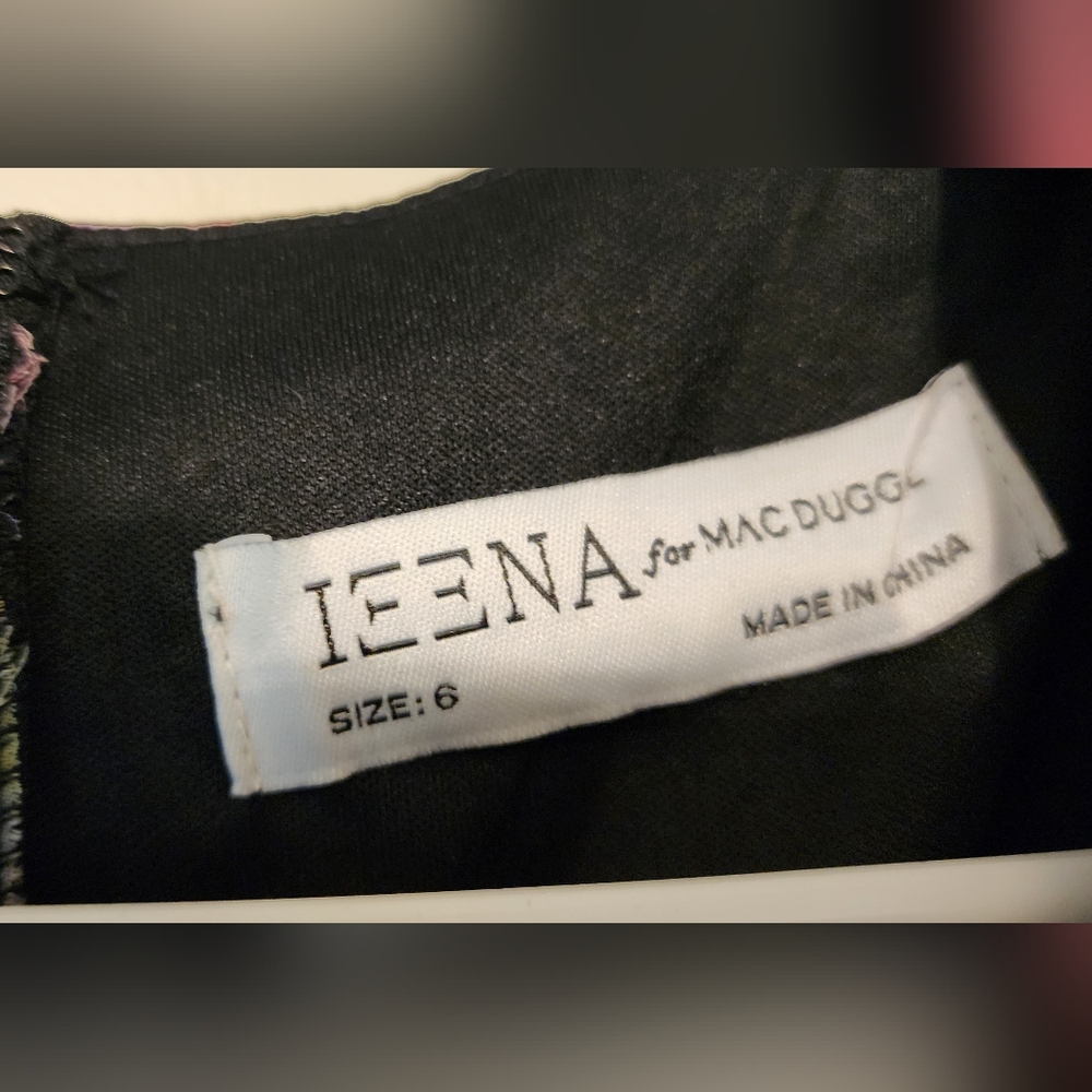Ieena for Mac DuggalBlack Floral Print Mesh Short Sleeve Gown, Sizee 6 Worn Once - Picture 7 of 15